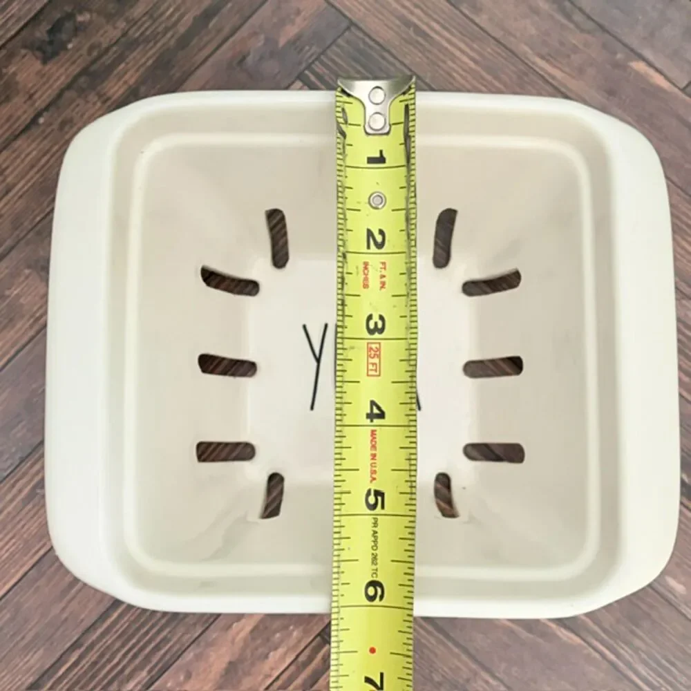 Rae Dunn YUM Ceramic Berry Basket Colander White Square Artisan Collection